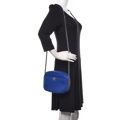 Chanel Goatskin Quilted Large Casual Trip Camera Case Blue 2 of 10