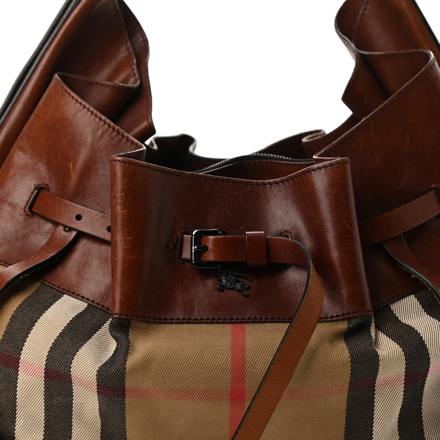 Burberry Bridle Calfskin House Check Kenton Hobo Brown 9 of 16