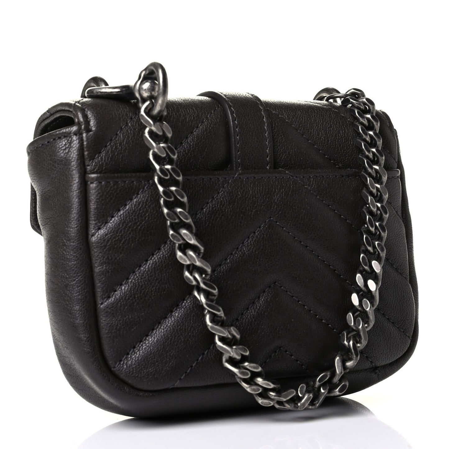 Sheepskin Matelasse Chevron Monogram Mini College Bag Dark Anthracite