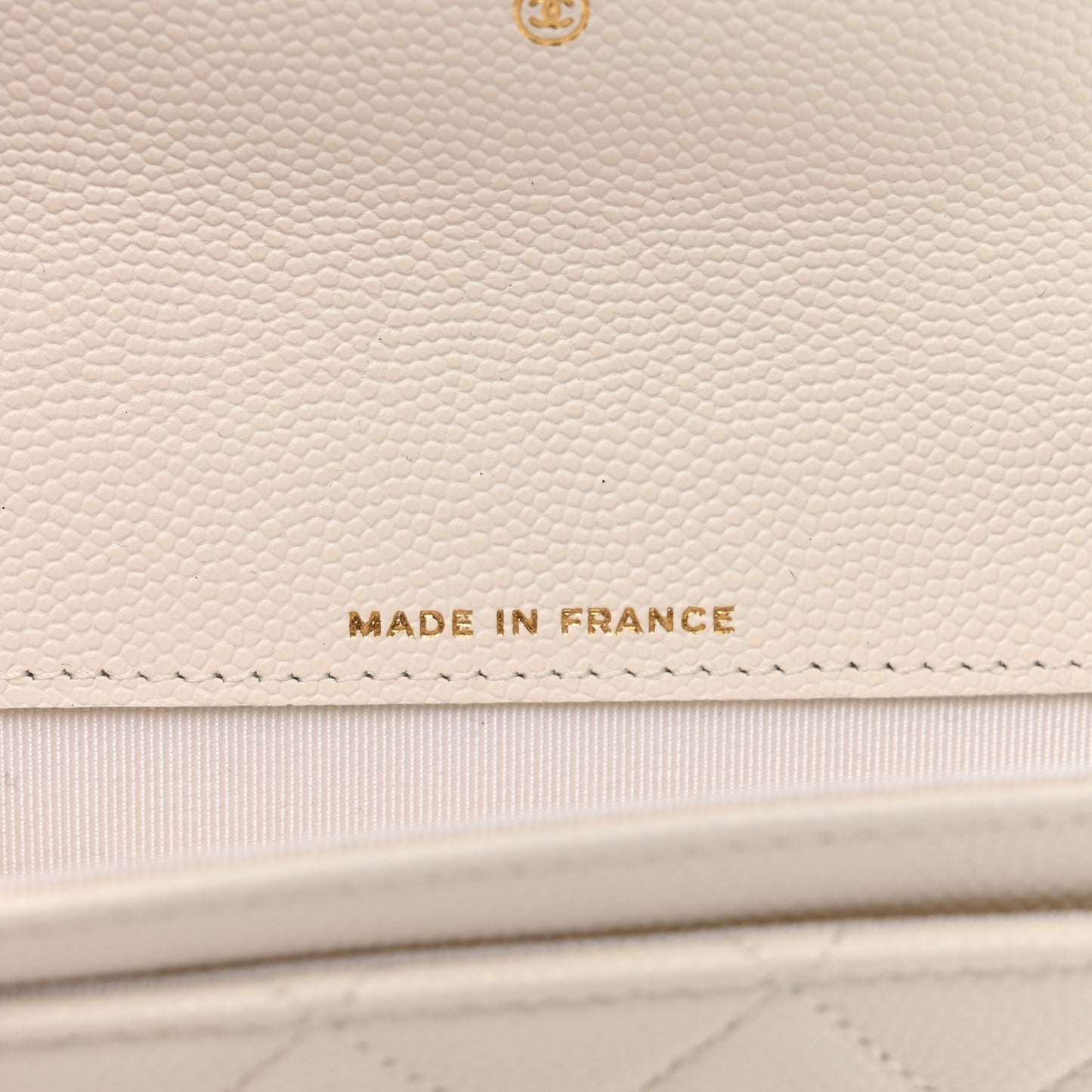 Caviar Quilted Flap Card Holder Wallet White