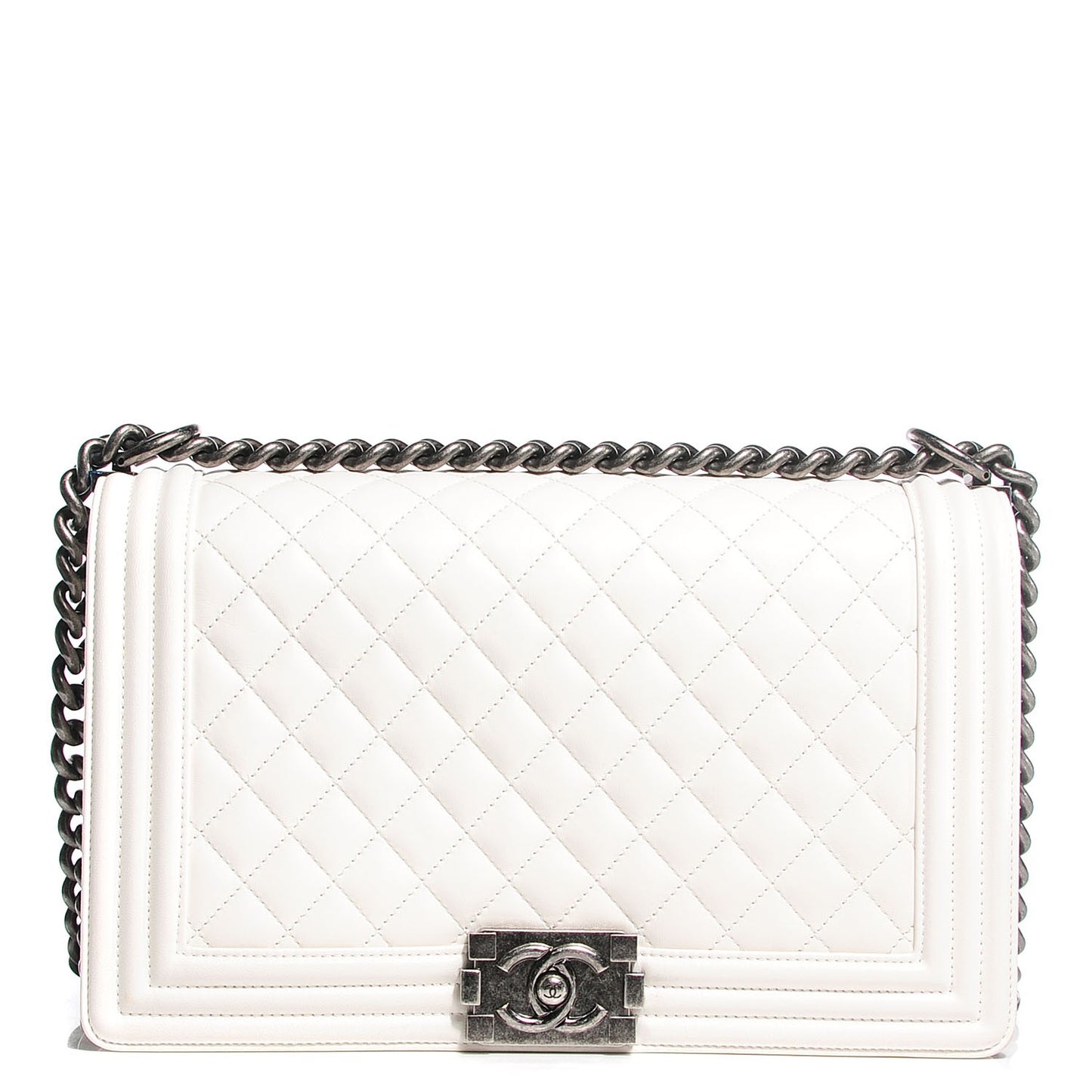 Lambskin Quilted New Medium Boy Flap White