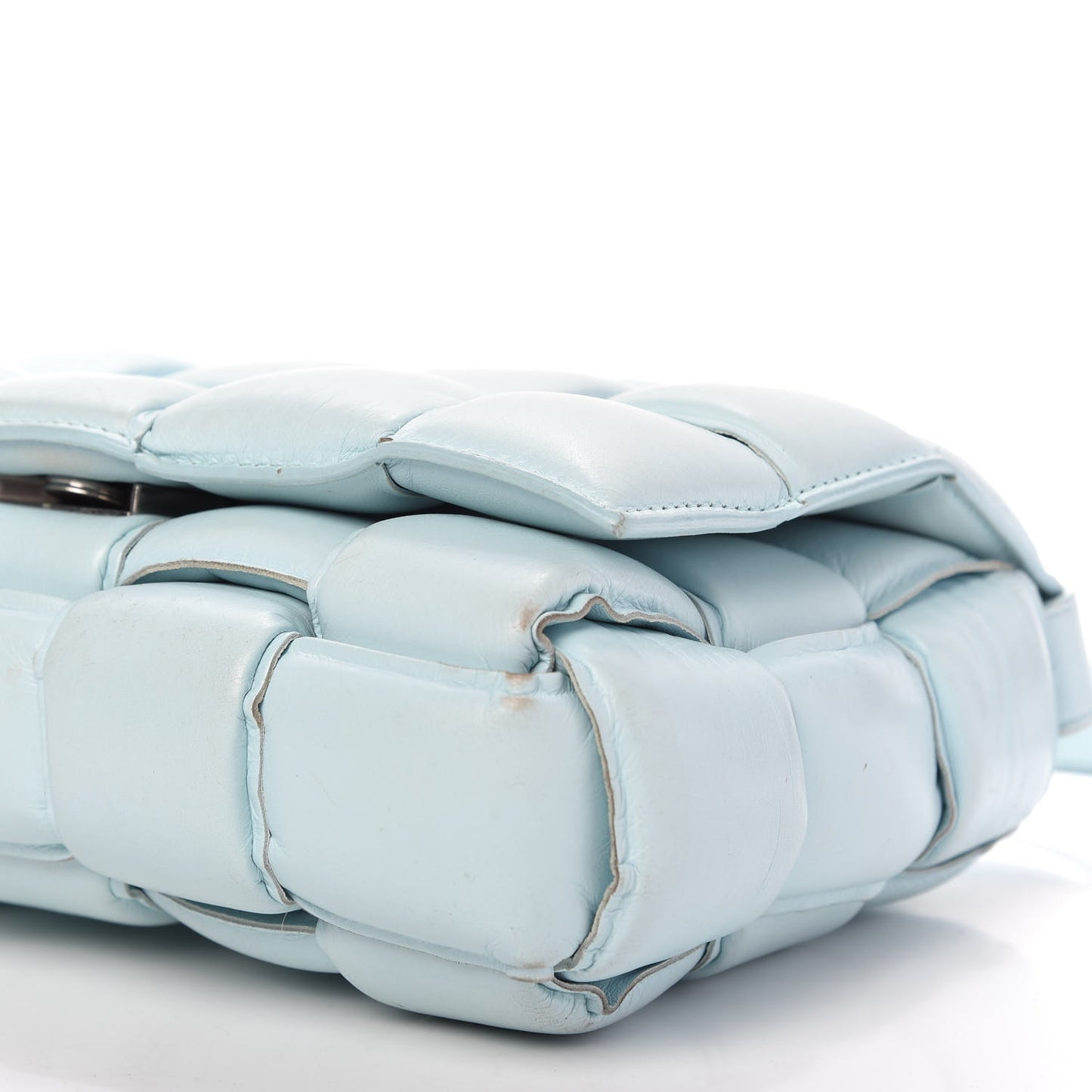 Paper Calfskin Maxi Intreccio Padded Cassette Crossbody Bag Ice