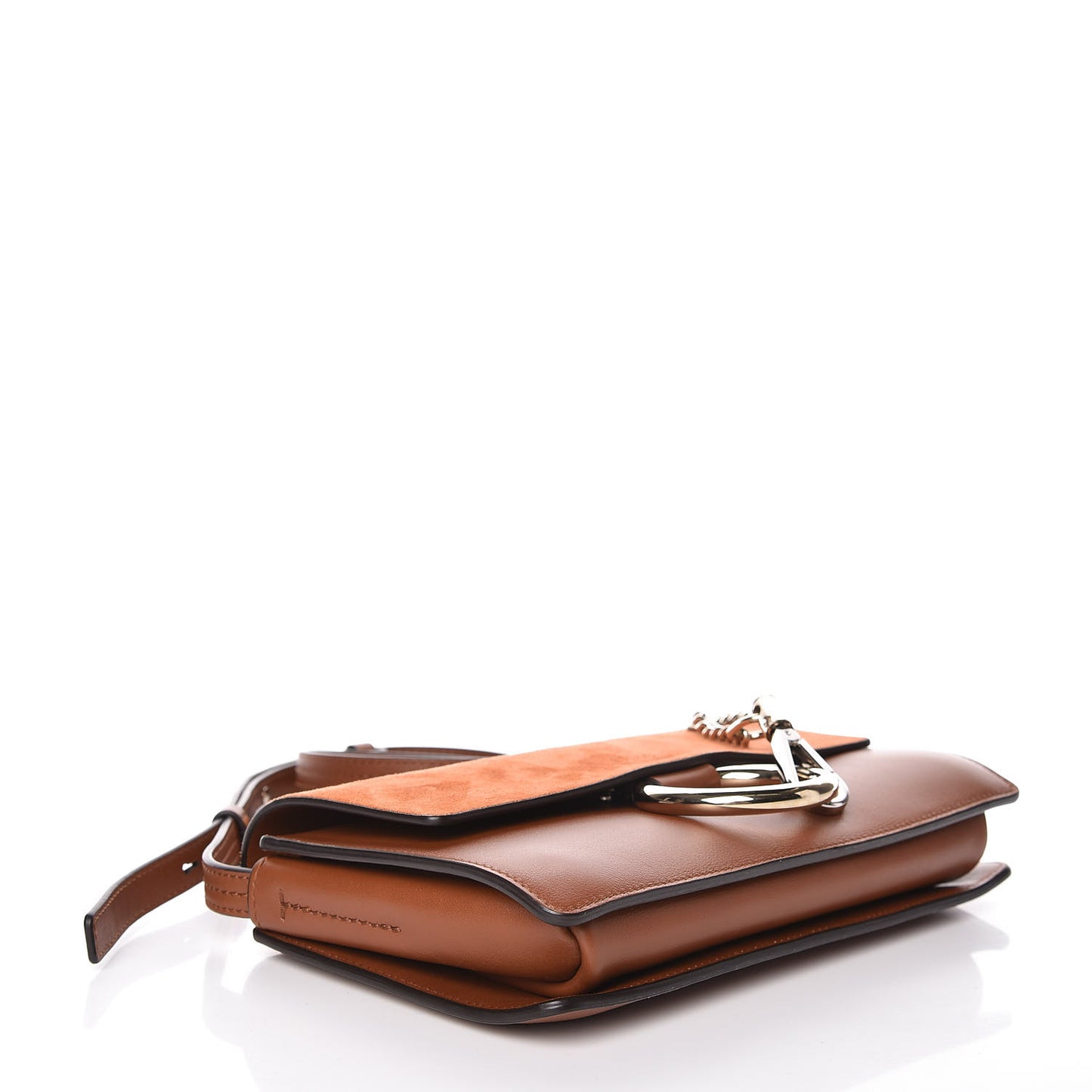 Suede Calfskin Small Faye Shoulder Bag Tobacco