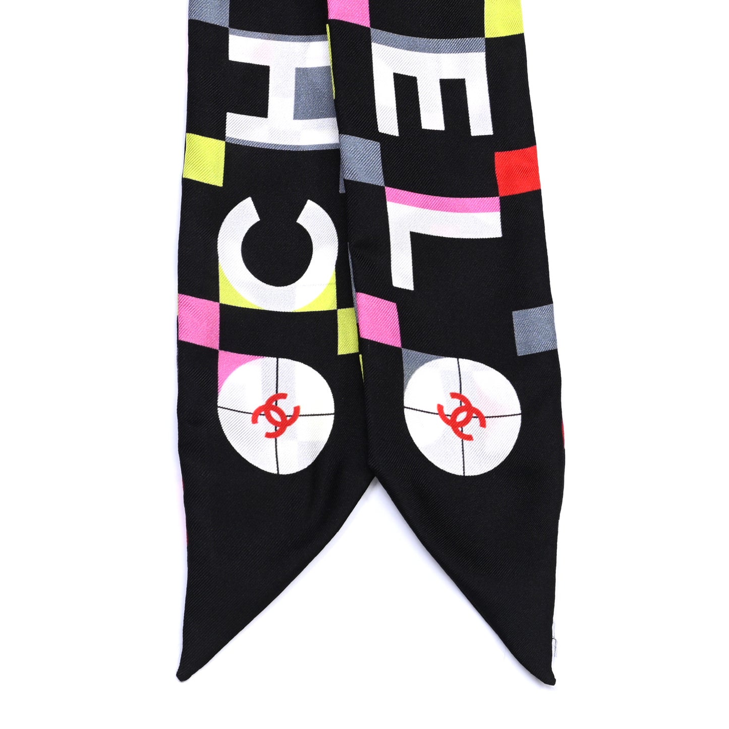 Silk Logo Slim Bandeau Scarf Black