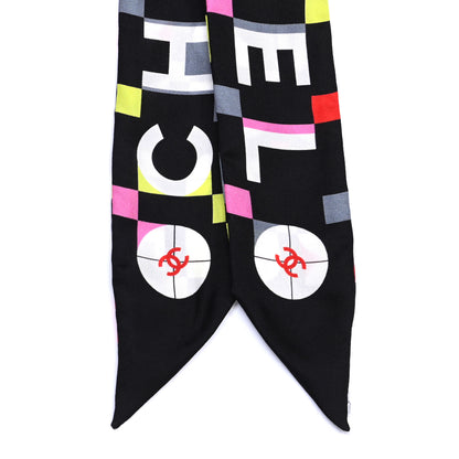 Chanel Silk Logo Slim Bandeau Scarf Black 2 of 5