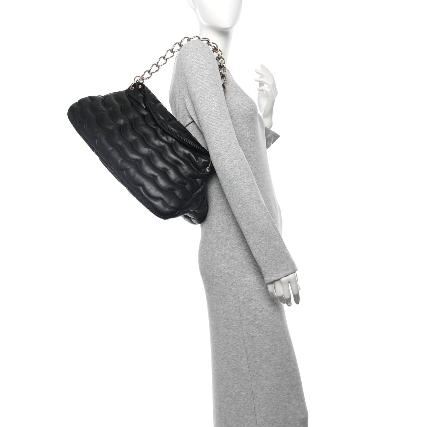 Quilted Calfskin Juana Shoulder Bag Black