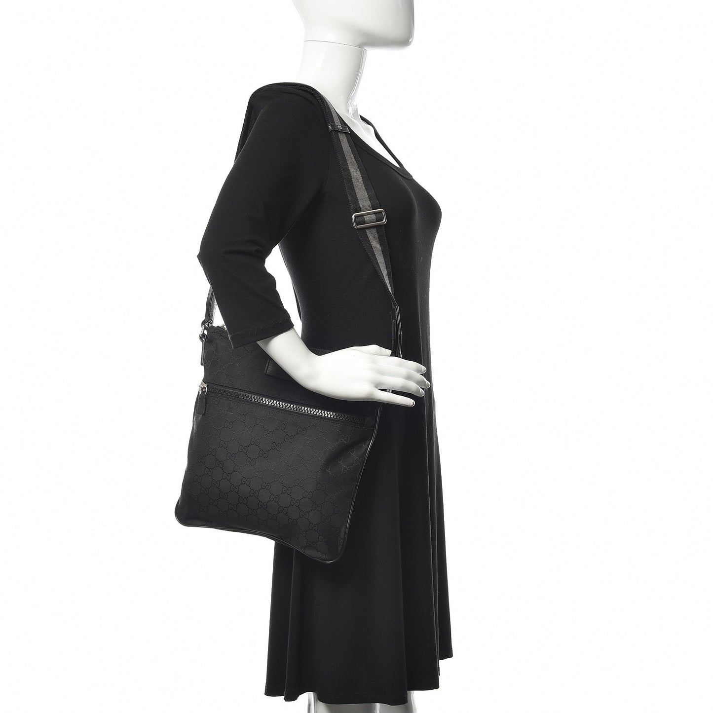 Nylon Monogram Small Flat Messenger Bag Black