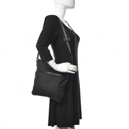 Gucci Nylon Monogram Small Flat Messenger Bag Black 2 of 9