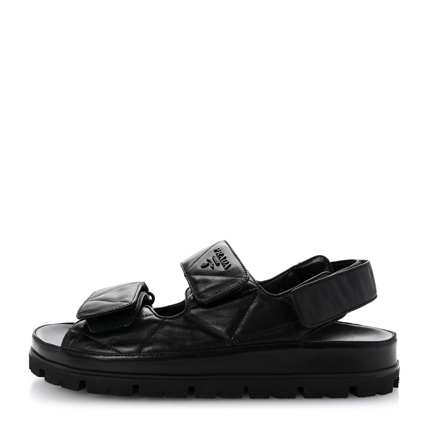 Nappa Quilted Padded Slingback Sandals 39 Black