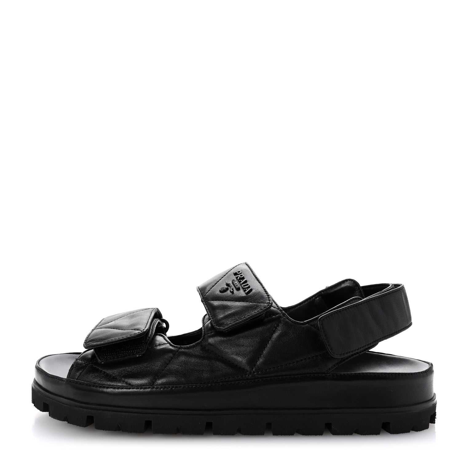 Prada Nappa Quilted Padded Slingback Sandals 39 Black 1 of 10