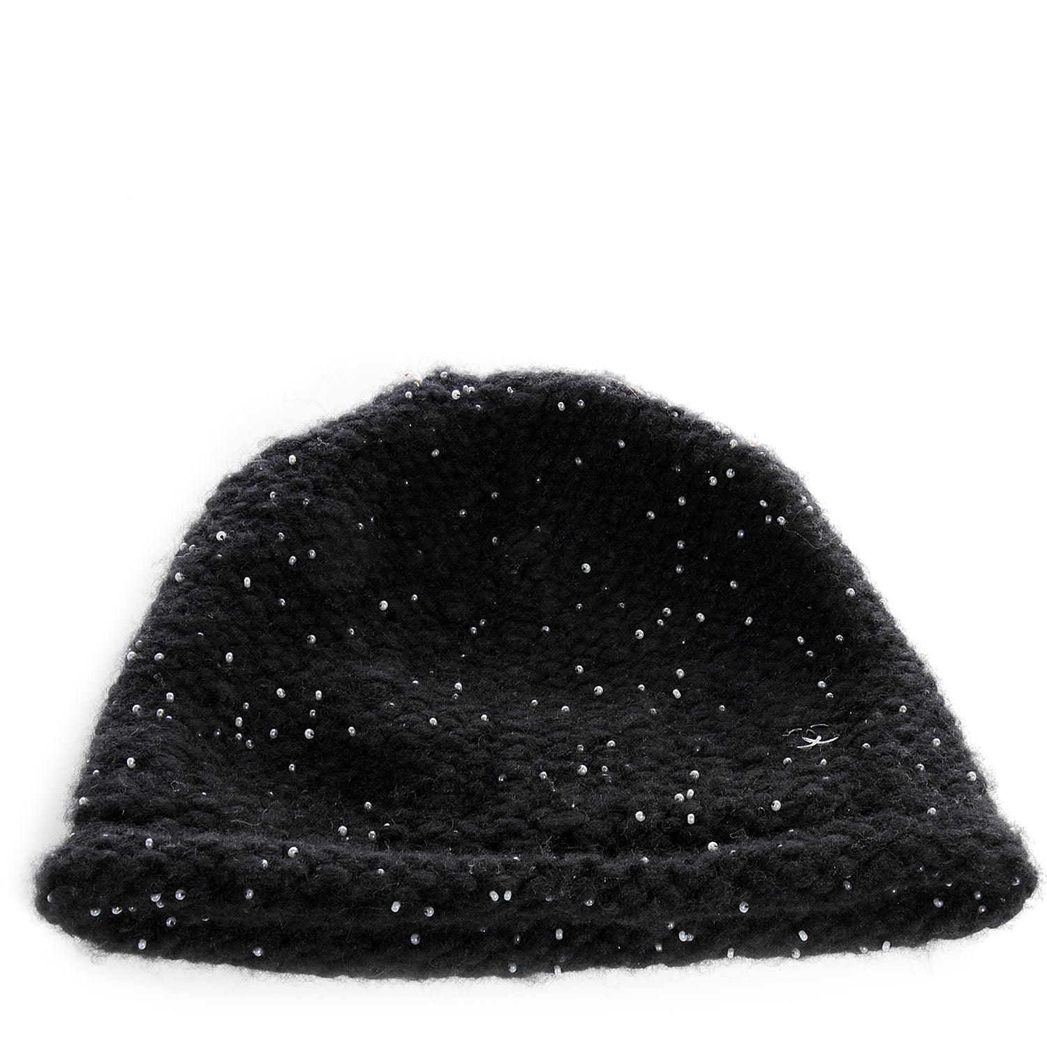 Chanel Cashmere Beaded Beanie Hat Black 1 of 6