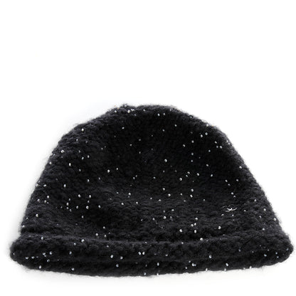 Chanel Cashmere Beaded Beanie Hat Black 1 of 6