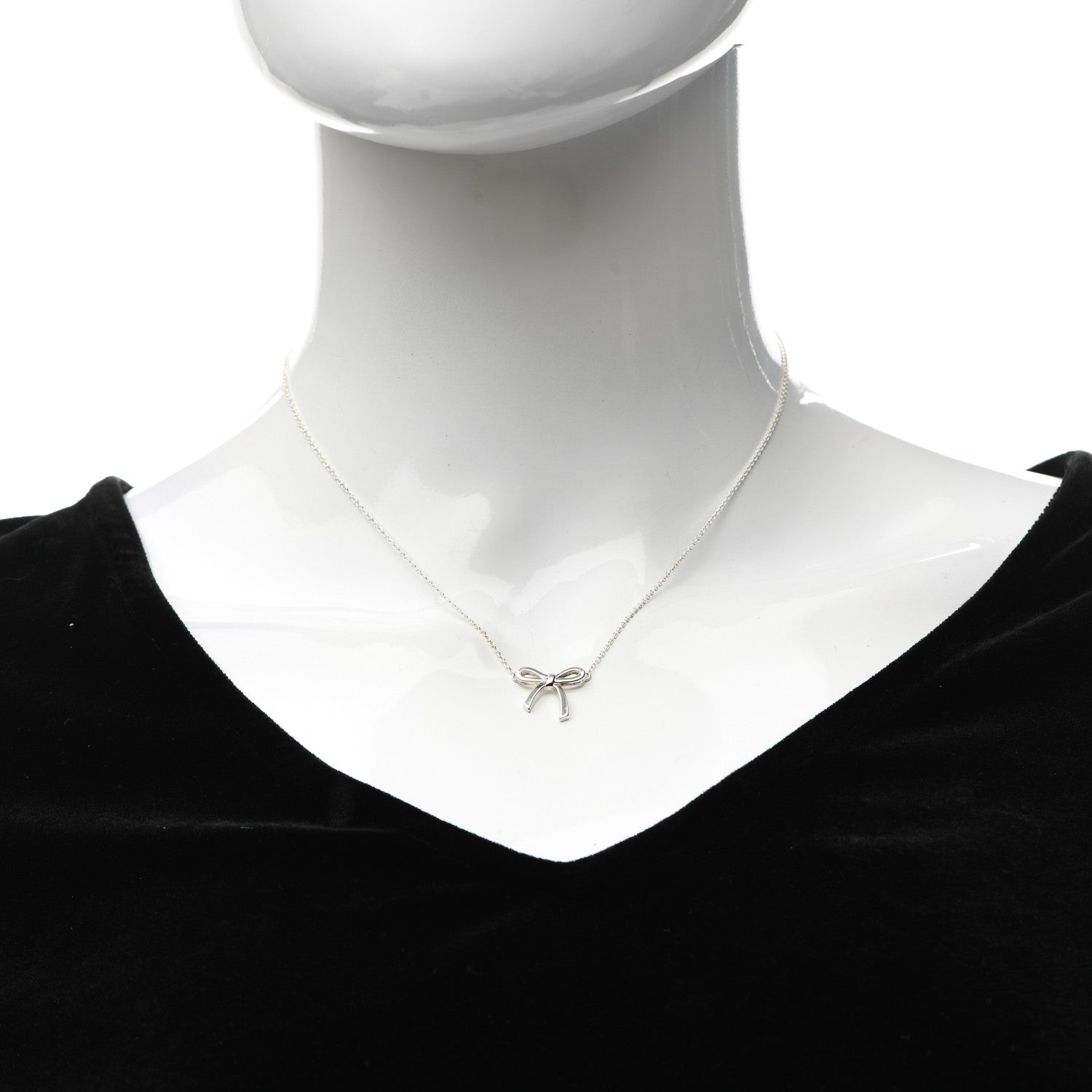 Tiffany Sterling Silver Small Bow Pendant Necklace 2 of 5