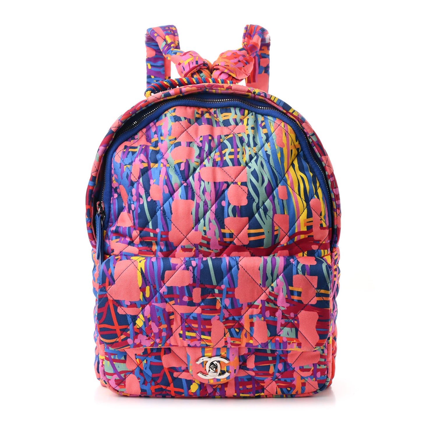Foulard Fabric Quilted Printed Backpack Pink