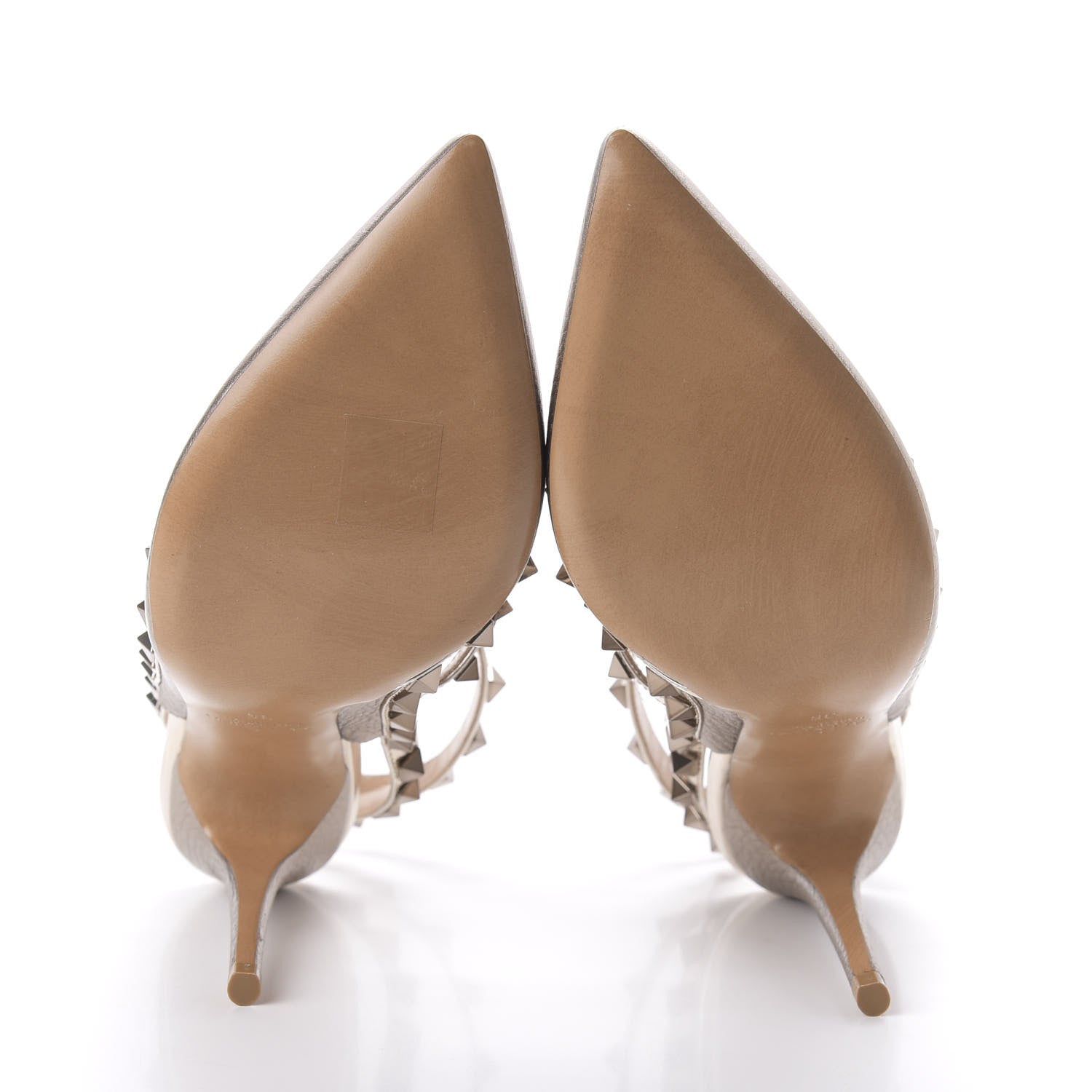Valentino Garavani Metallic Pebbled Calfskin Patent Rockstud Ankle Strap 100mm Pumps 36 Skin 5 of 8