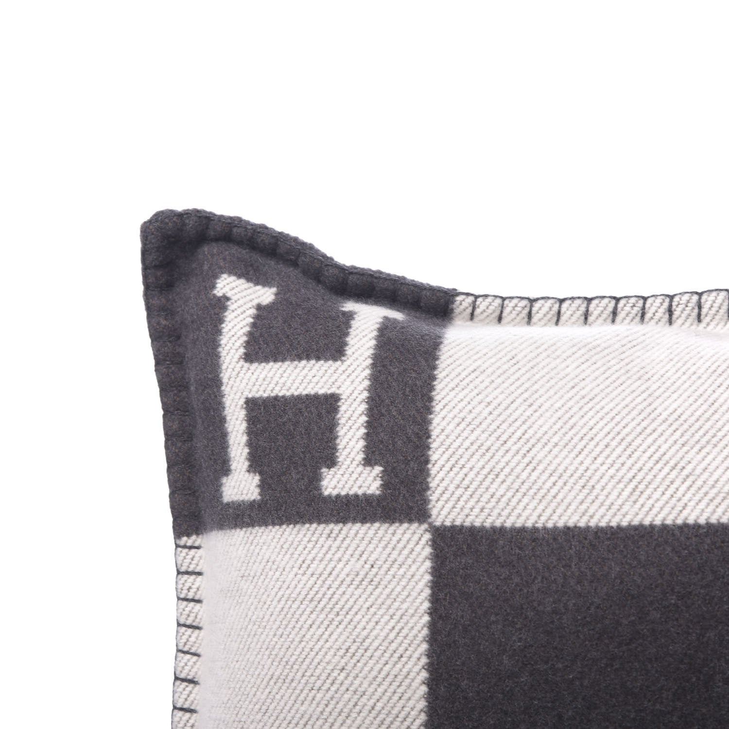 Hermes Wool Cashmere Avalon Pillow PM Ecru Gris Fonce 3 of 5