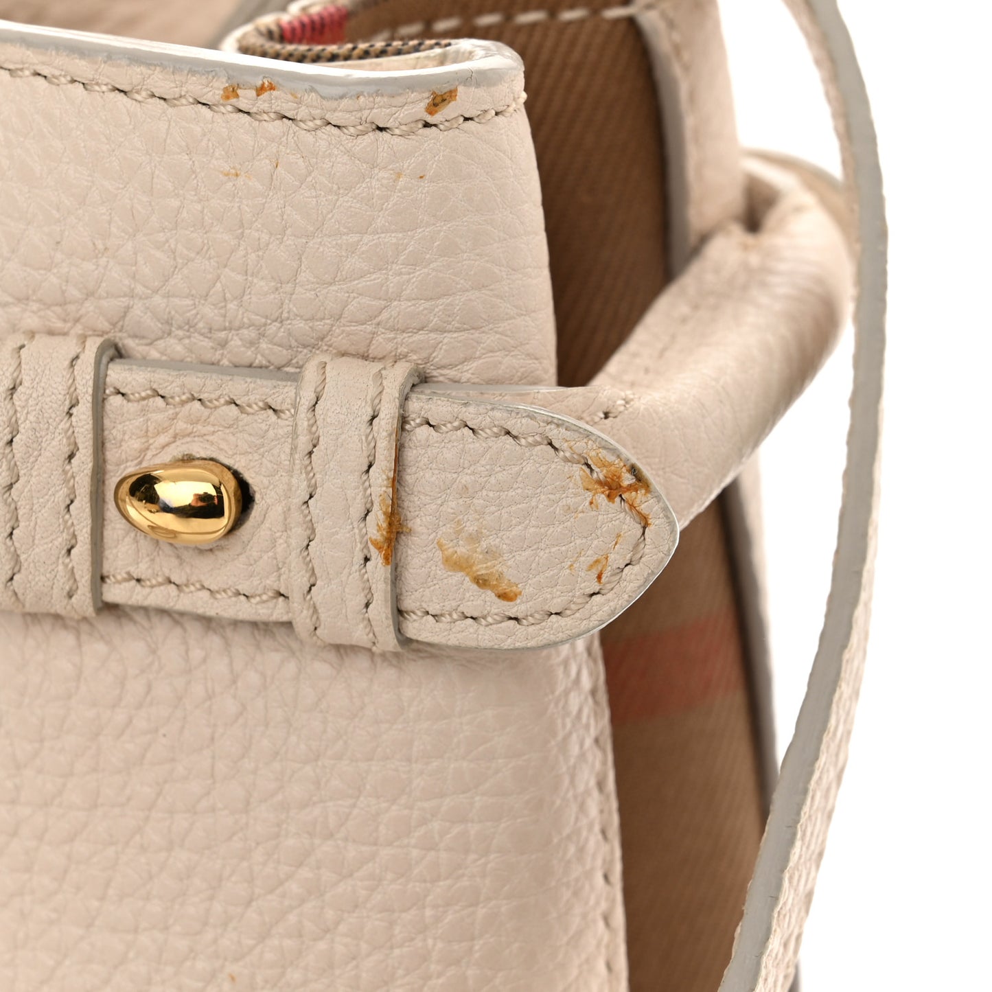 Grainy Calfskin House Check Small Banner Tote Beige