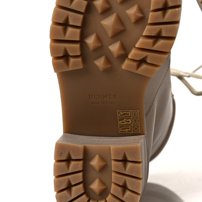 Hermes Calfskin Bridge Ankle Boots 38 Beige Grege 6 of 8