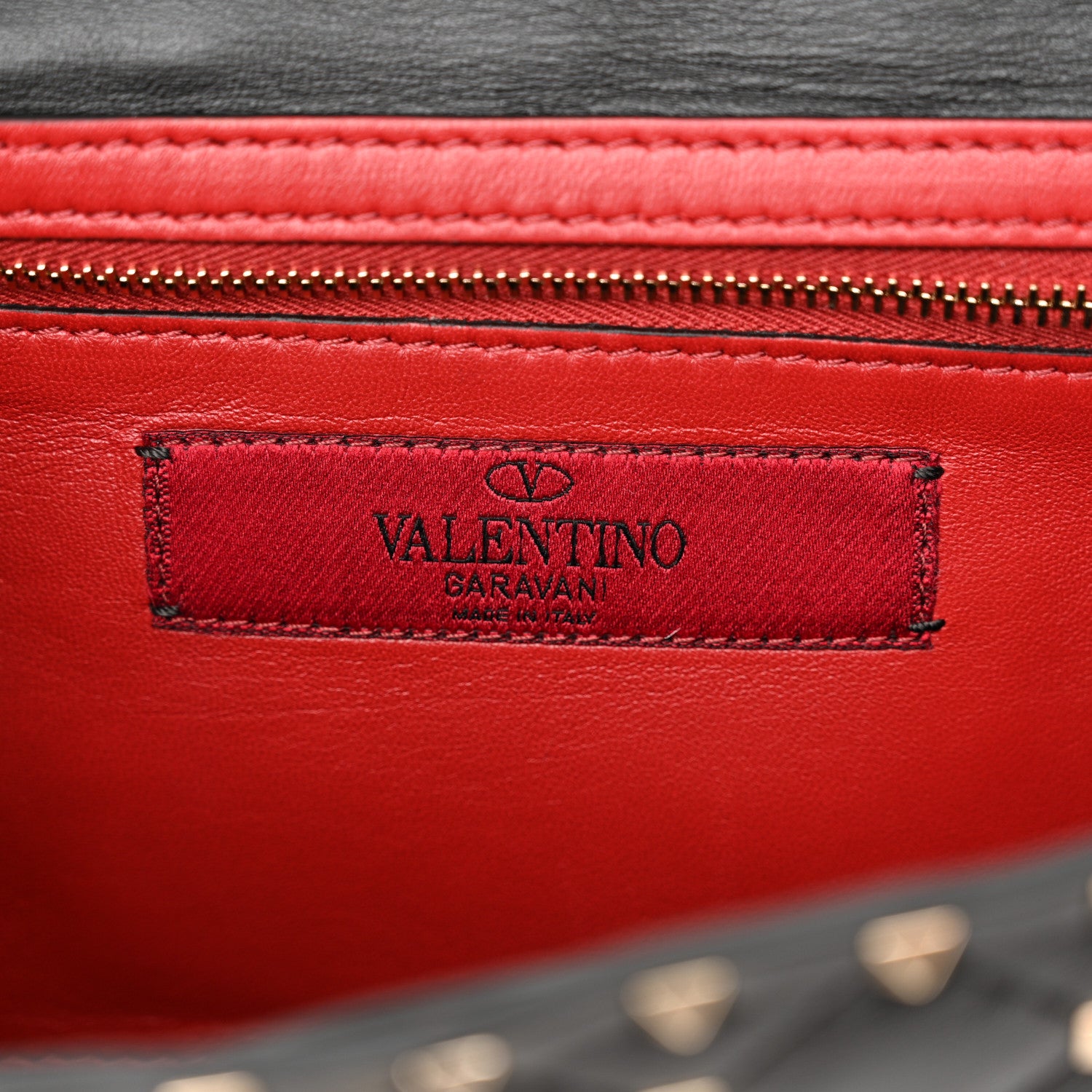 Valentino Garavani Lambskin Rockstud Spike Wallet on Chain Black 6 of 10