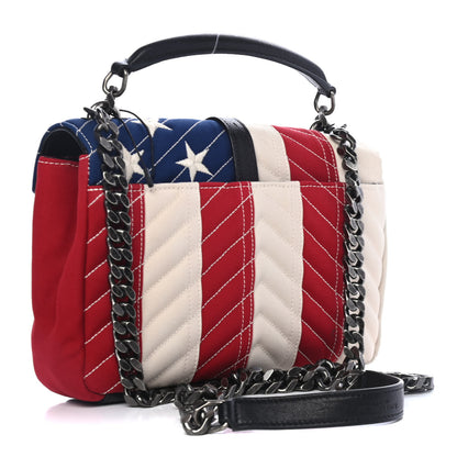 Saint Laurent Canvas Matelasse Chevron American Flag Monogram Medium College Bag Red Blue 2 of 4