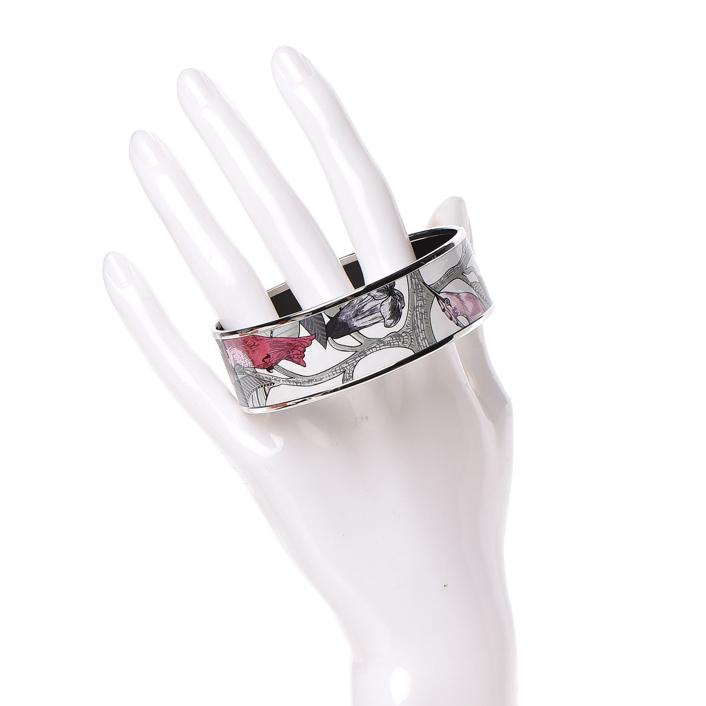 Enamel Printed Tree of Song Wide Bracelet 70 Faux Gris
