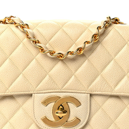 Chanel Caviar Quilted Jumbo Single Flap Beige 9 of 12