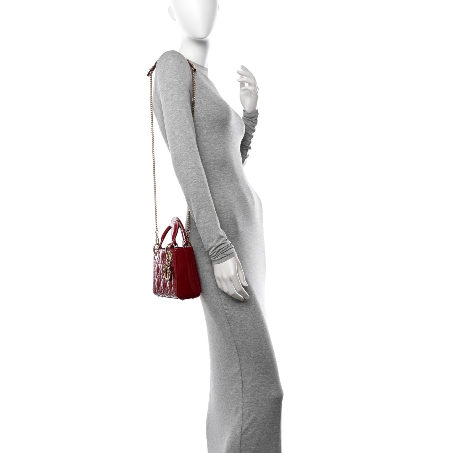 Patent Cannage Mini Lady Dior Red