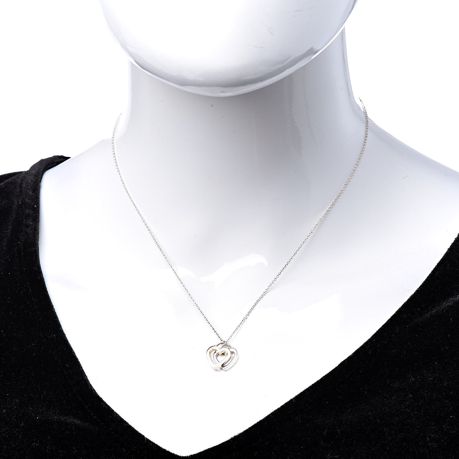 Tiffany Sterling Silver 18K Rose Gold Double Open Heart Pendant Necklace 2 of 9