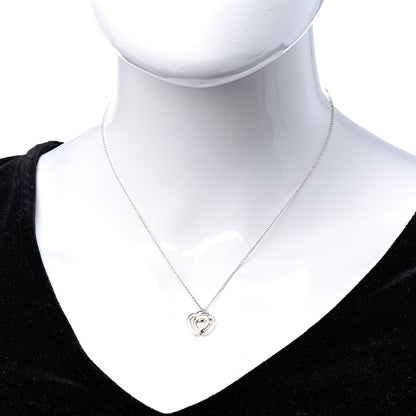 Tiffany Sterling Silver 18K Rose Gold Double Open Heart Pendant Necklace 2 of 9