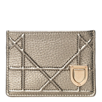 Christian Dior Metallic Grained Calfskin Cannage Diorama Card Holder Gold 1 of 11