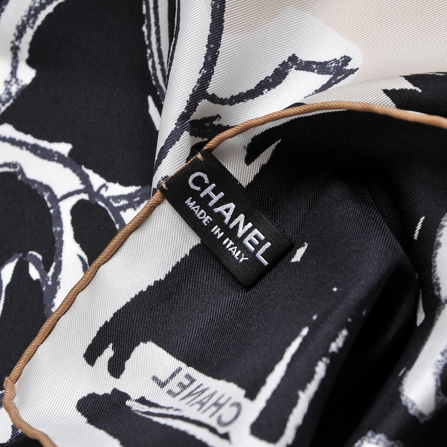 Silk CC Paris Scarf Black Beige