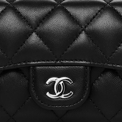 Chanel Lambskin Quilted Flap Card Holder Wallet Black 10 of 10