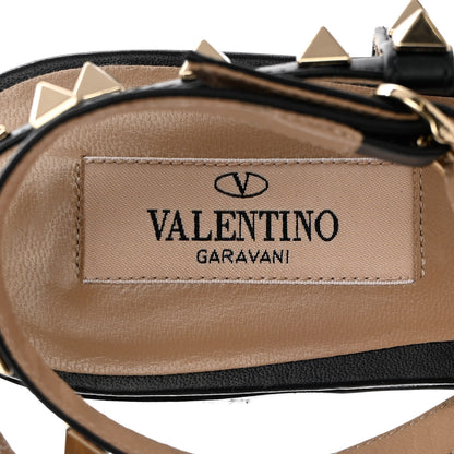 Valentino Garavani Calfskin Rockstud Cross Ankle Wrap 5mm Sandals 36 Black 7 of 11