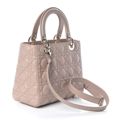 Christian Dior Lambskin Cannage Medium Lady Dior Taupe 3 of 9
