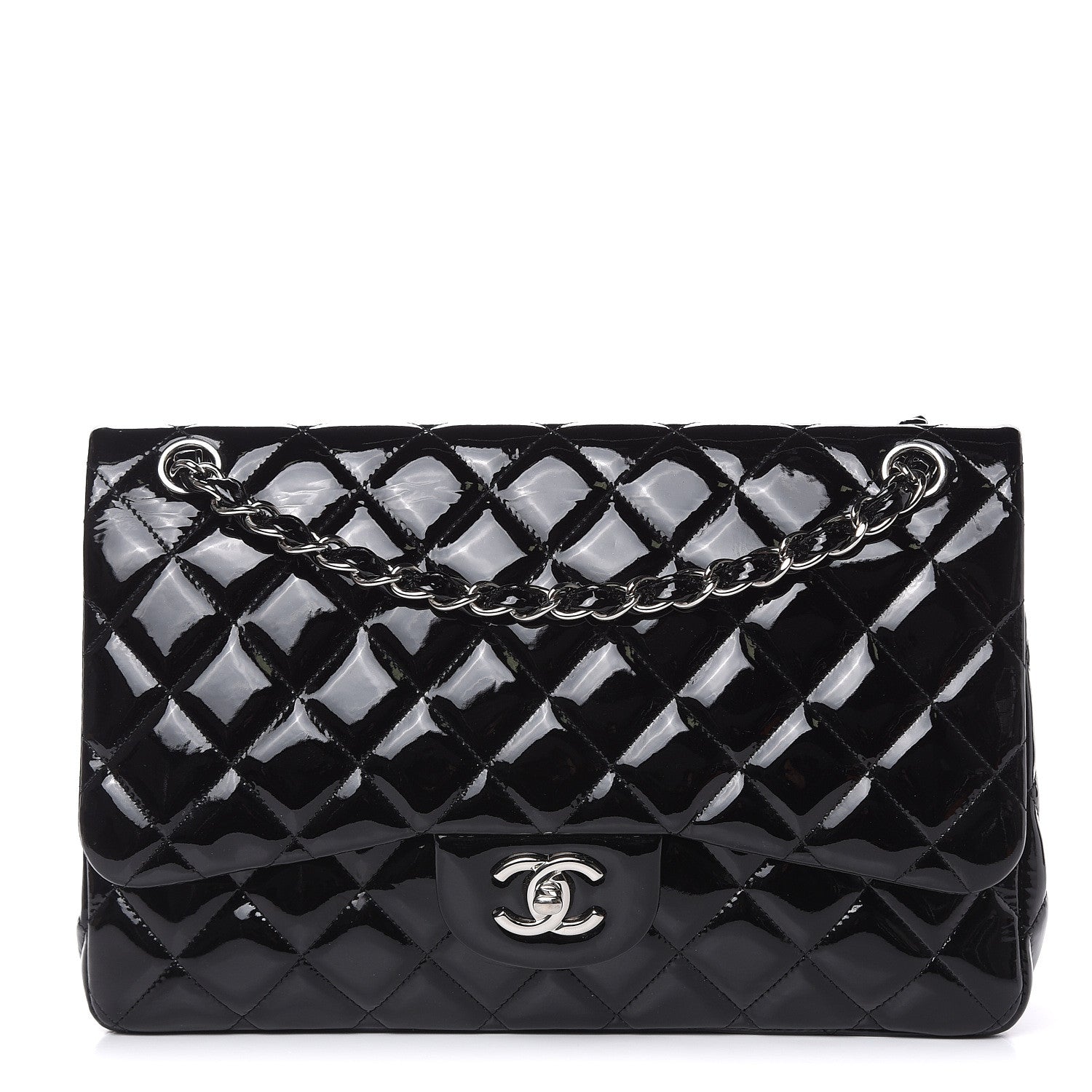 Chanel Patent Quilted Jumbo Double Flap Black 1 of 19
