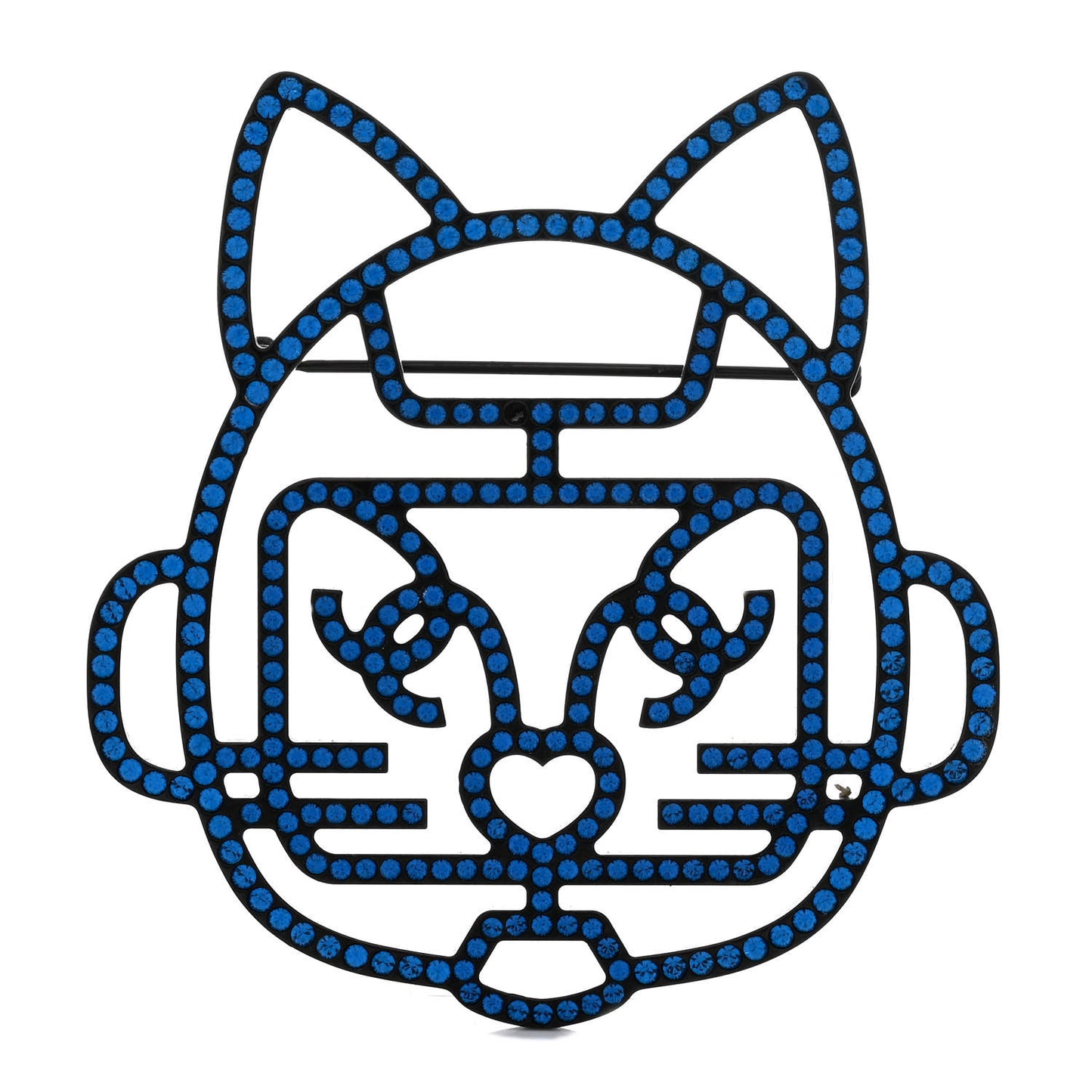 Strass Crystal Emoji Robot Cat Brooch Blue