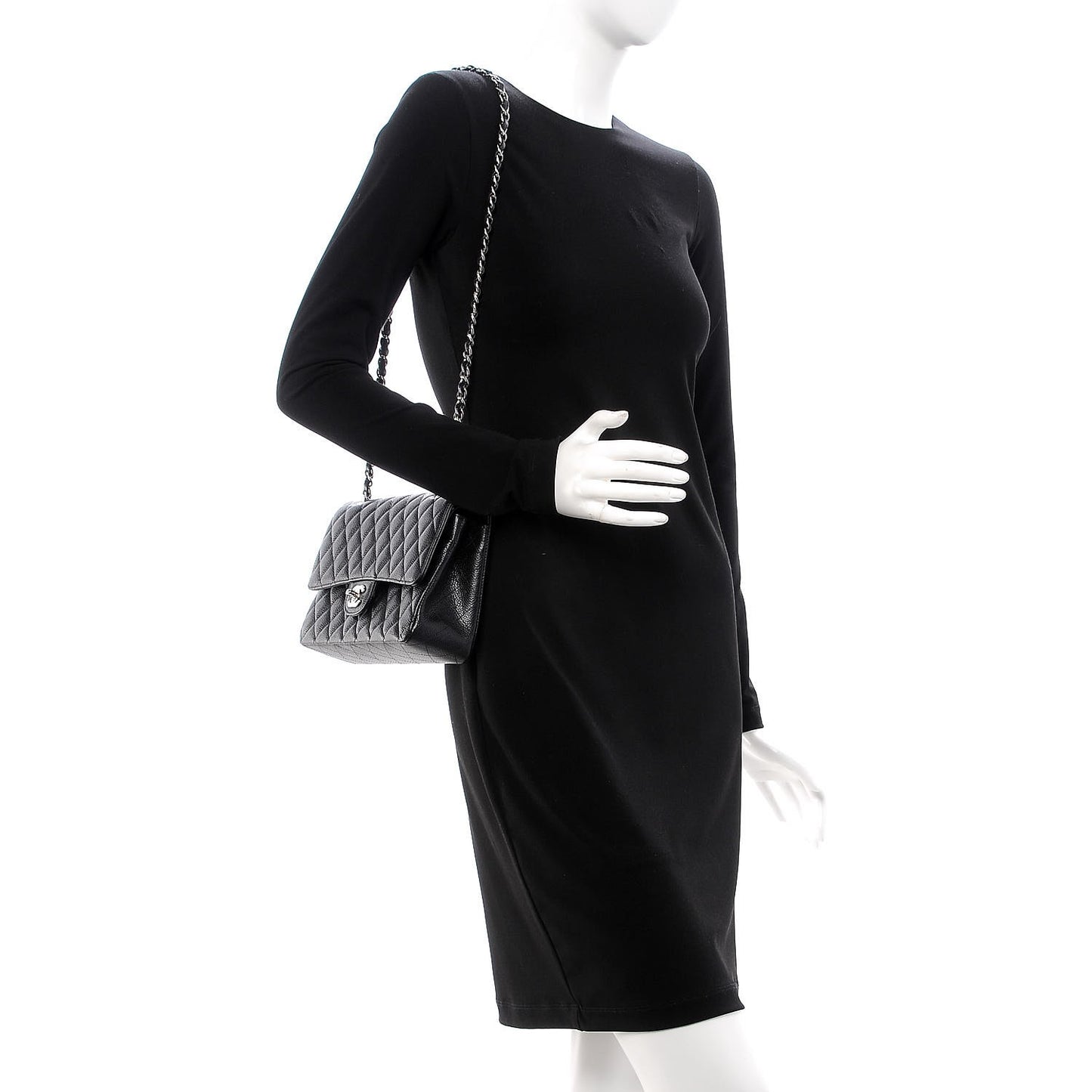 Caviar Quilted Medium Double Flap Black