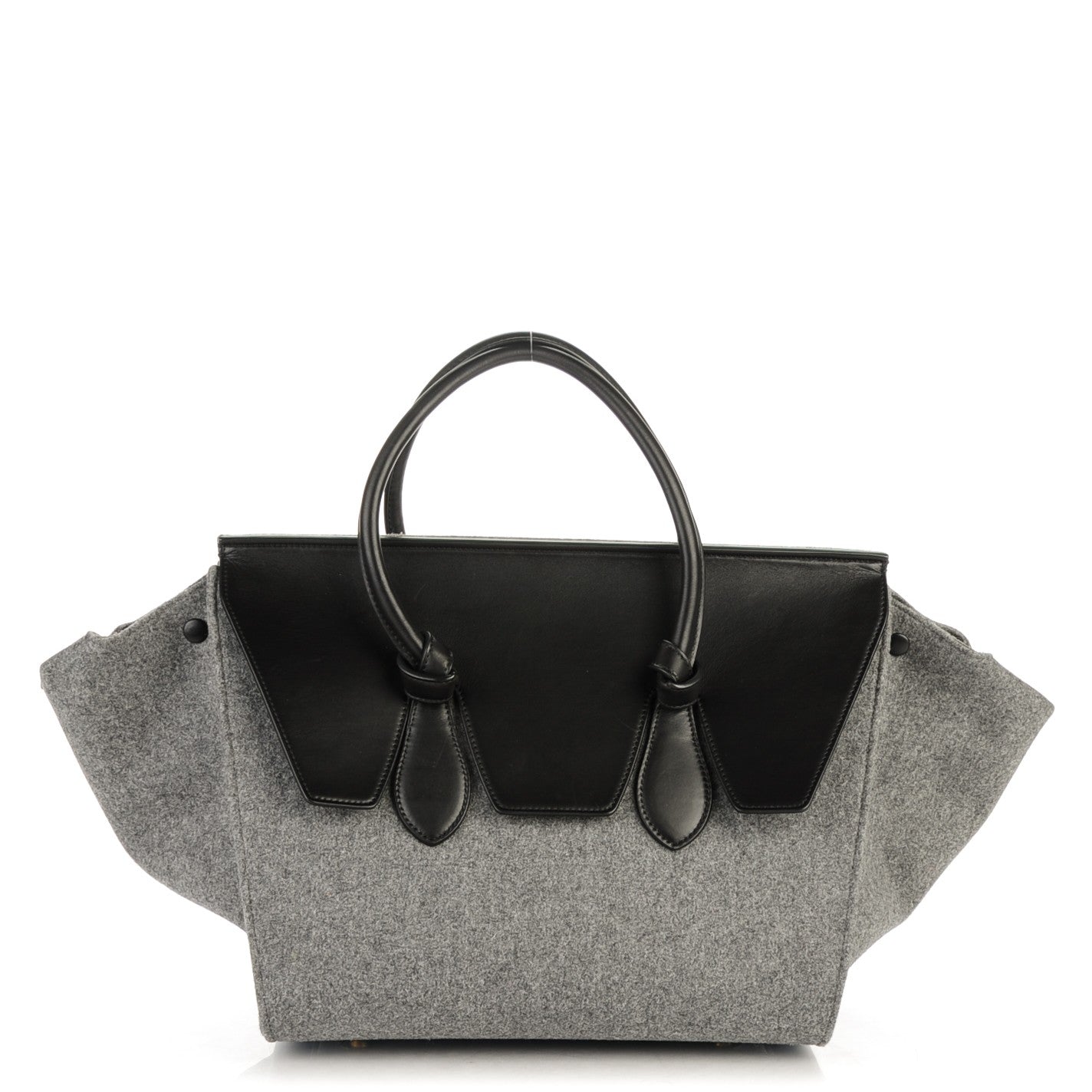 Felt Calfskin Medium Tie Knot Tote Grey Black