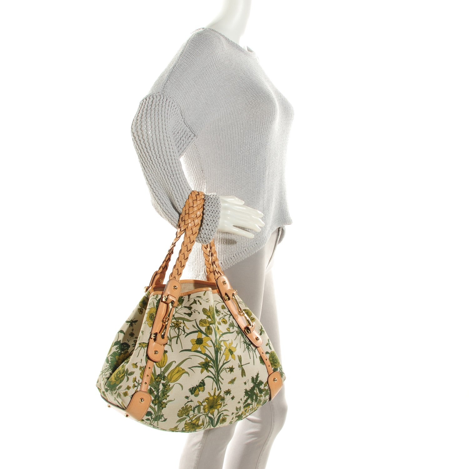 Gucci Canvas Floral Flora Pelham Shoulder Bag Beige 2 of 7
