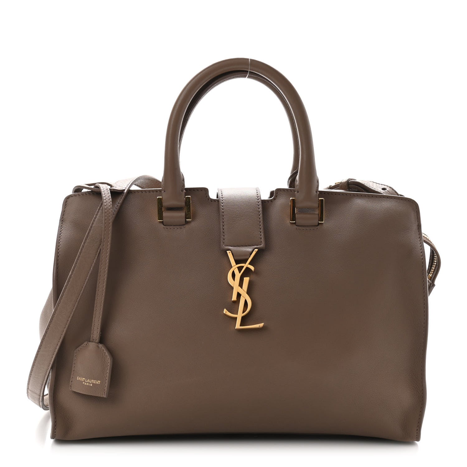 Saint Laurent Smooth Calfskin Small Monogram Cabas Taupe 1 of 15