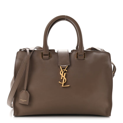 Saint Laurent Smooth Calfskin Small Monogram Cabas Taupe 1 of 15