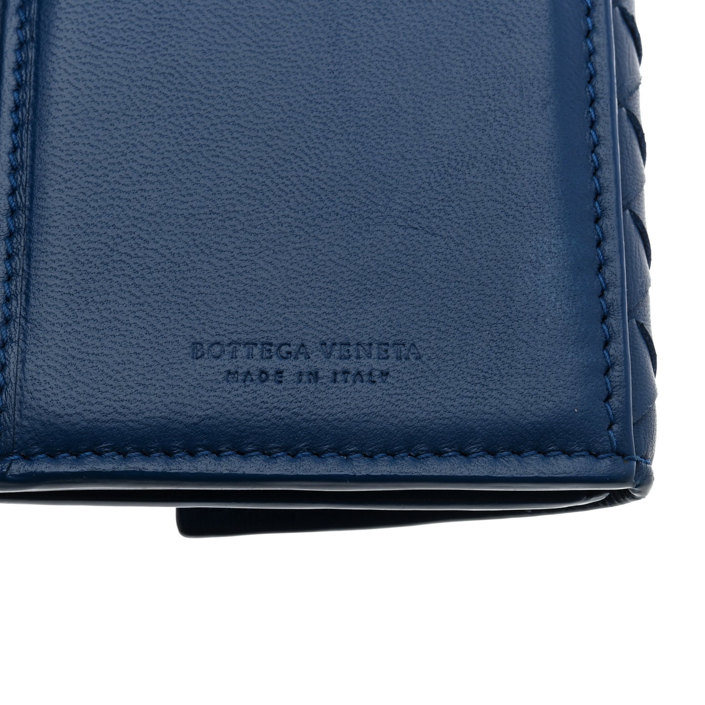 Nappa Intrecciato Continental Flap Wallet Bluette