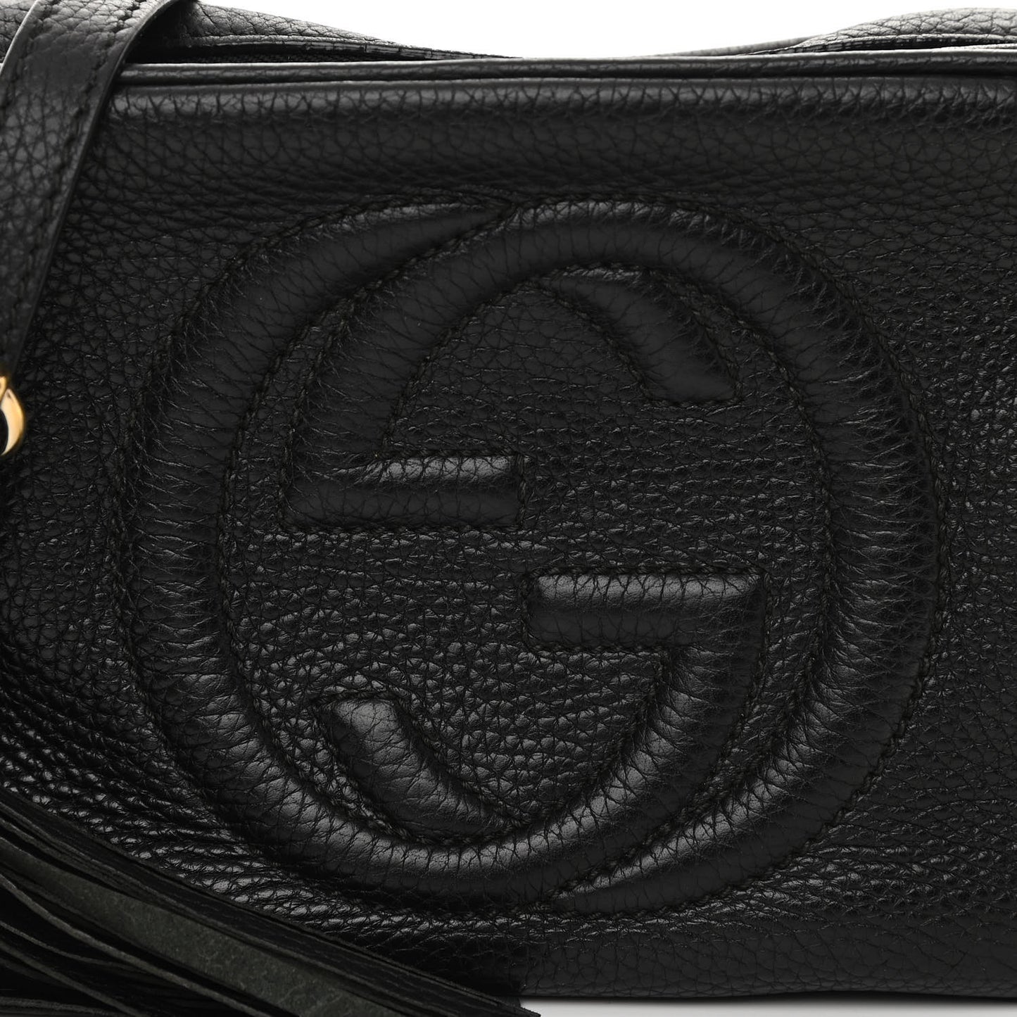 Pebbled Calfskin Small Soho Disco Bag Black