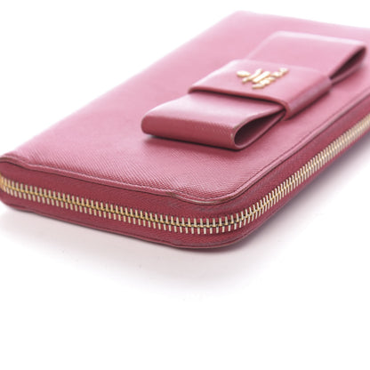 Prada Saffiano Fiocco Bow Zip Around Wallet Peonia 9 of 11