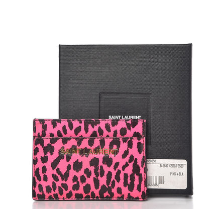 Saint Laurent Grain De Poudre Classic Letters Credit Card Case Fuchsia Black 10 of 20