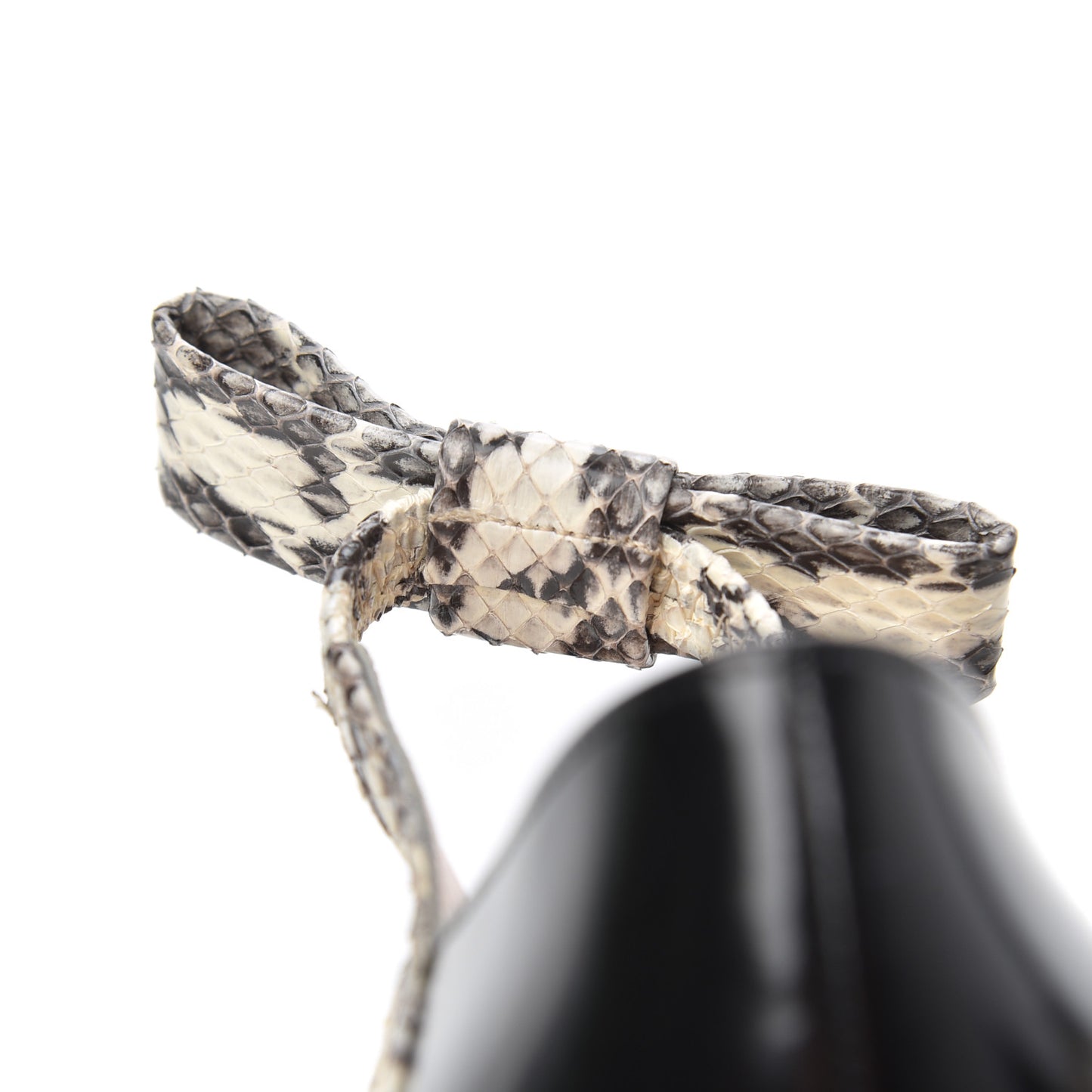 Polished Calfskin Elaphe Nimue Bow Mary Jane Pumps 37.5 Black Roccia