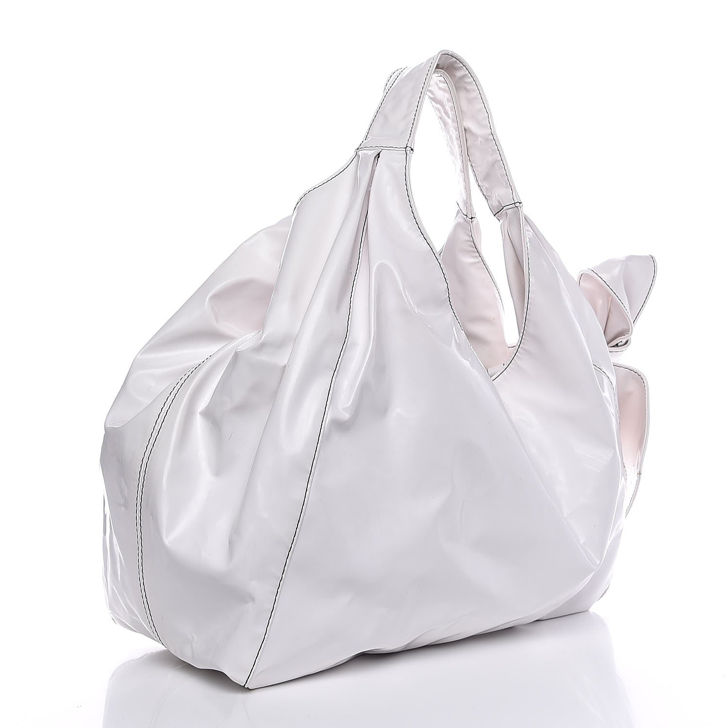 Valentino Garavani Patent Lacca Large Nuage Bow Hobo White 3 of 8