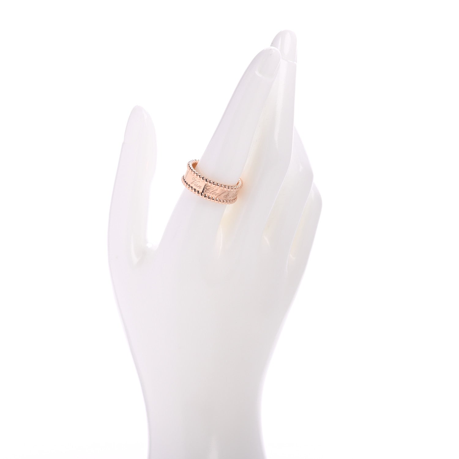 Van Cleef & Arpels 18K Rose Gold Perlee Signature Ring 59 2 of 5