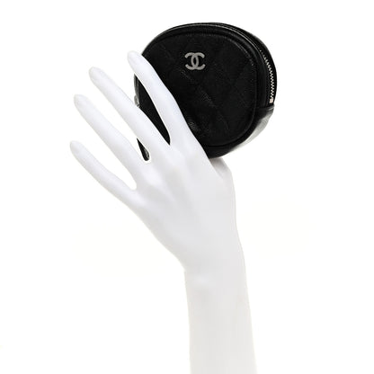 Chanel Iridescent Caviar Quilted Zip Around Classic Coin Purse Black 2 of 8