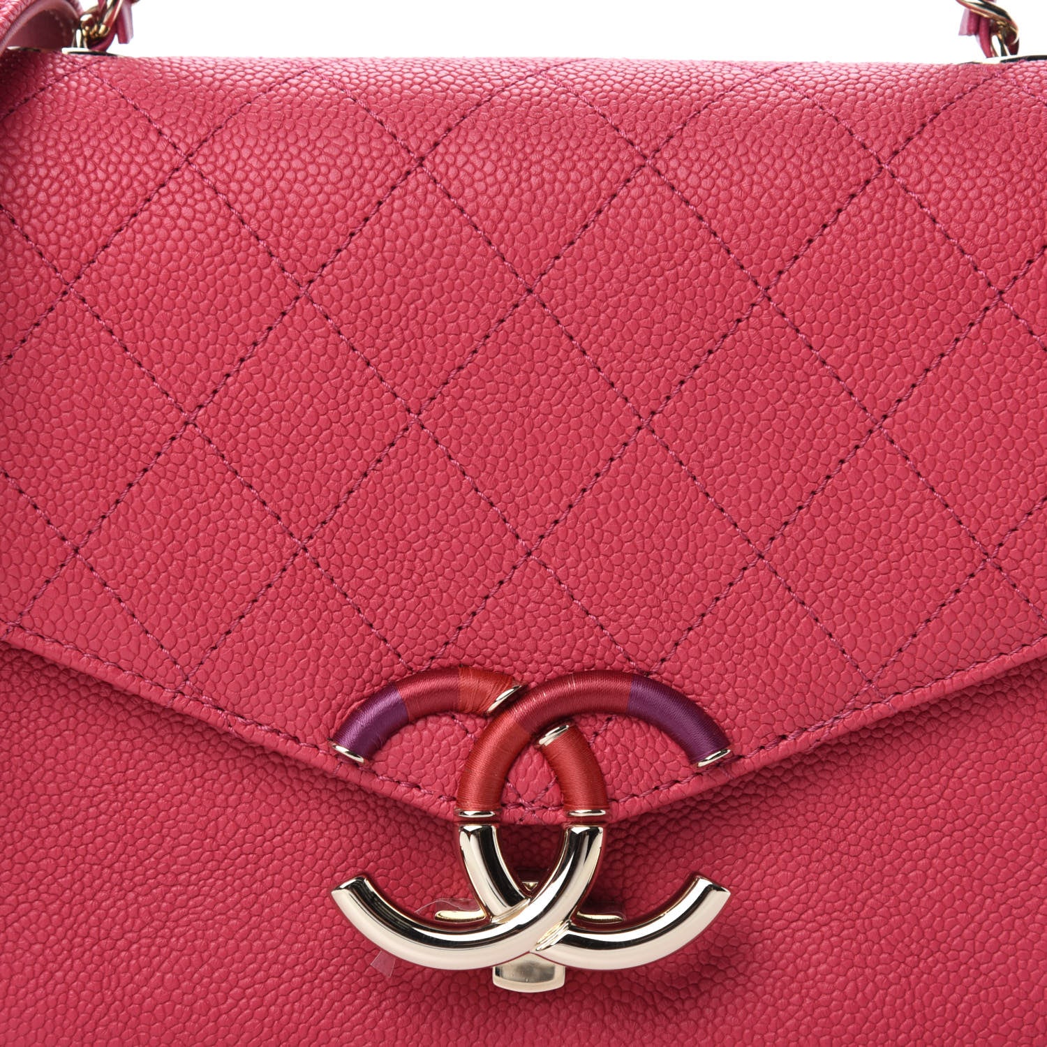 Chanel Grained Calfskin Quilted Small Cuba Top Handle Flap Pink 10 of 11